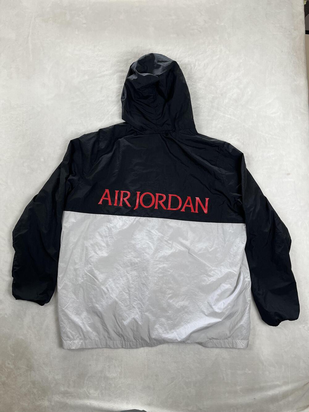 Air Jordan Windbreaker Jacket Mens XL Black Hooded Full Zip Y2K Retro VTG